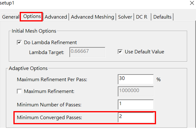 圖 2.44：設定 Minimum Converged Passes