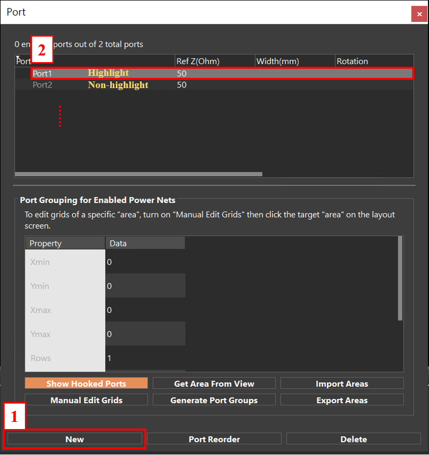Figure 2.3.5 Create new ports