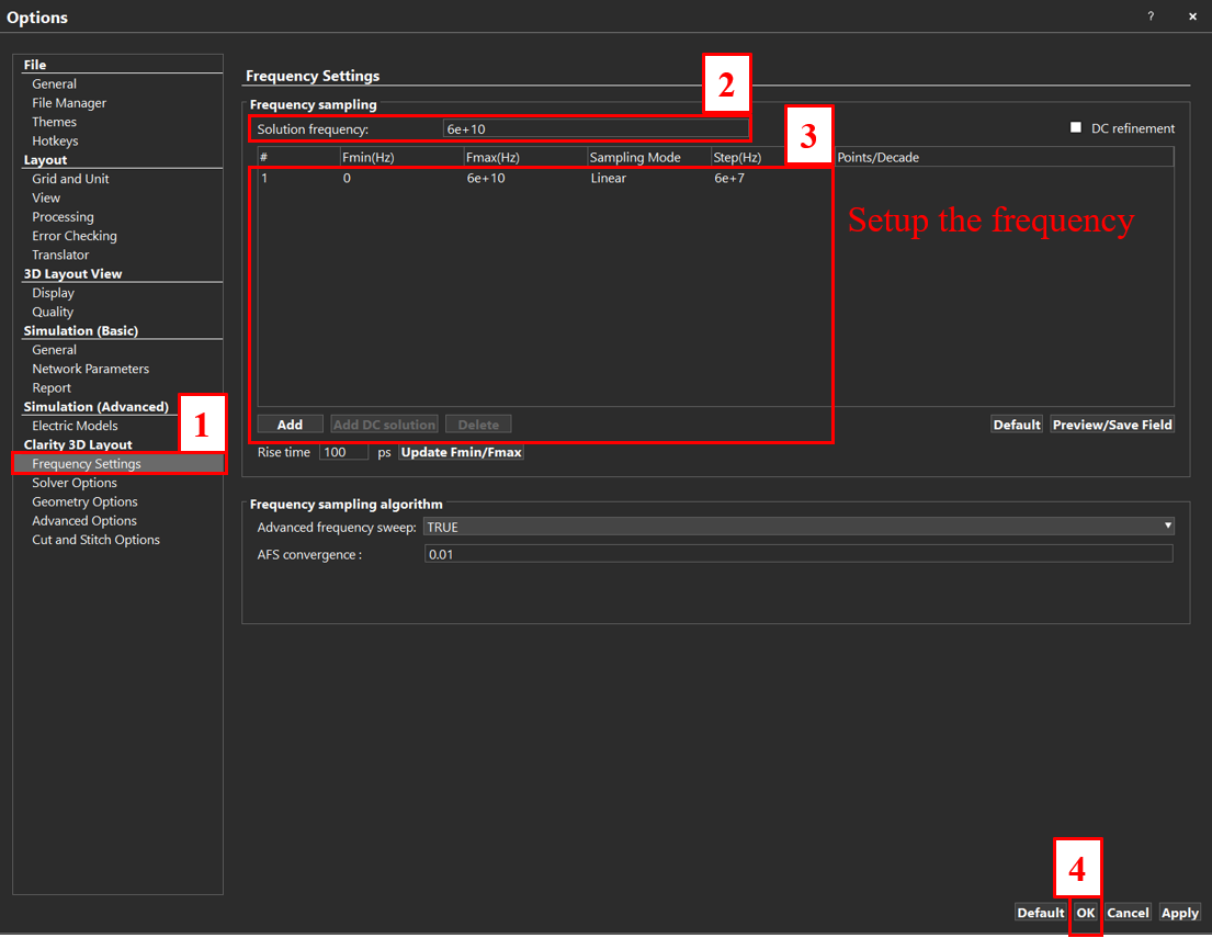 Figure 2.4.1 Frequency Settings