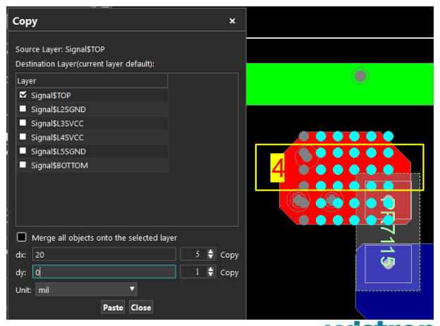 Copy nodes with dy equals zero