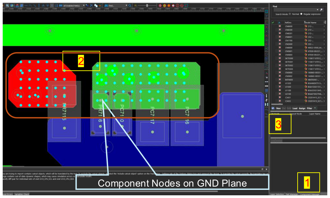 Select nodes on PWR and GND plane