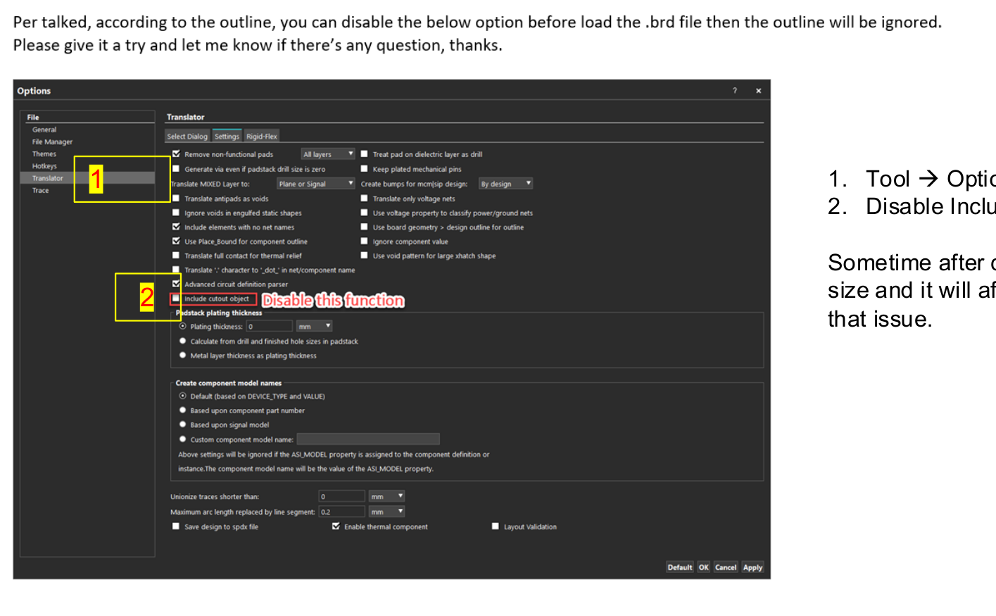 Disable Include cutout objects
